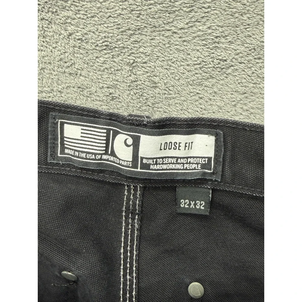 Carhartt Pants Mens Measured 31x31 Black Carpenter Loose Double Knee